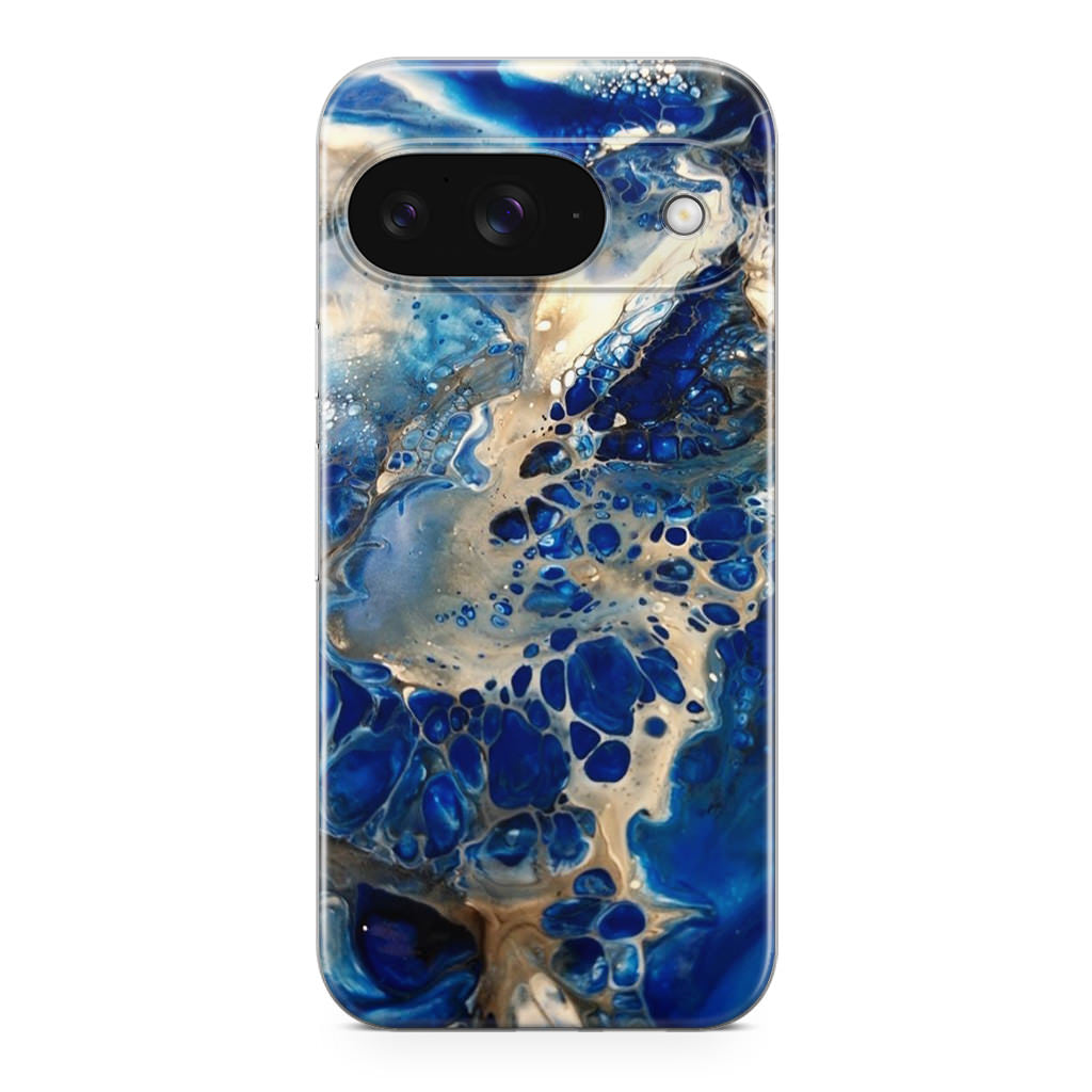 Abstract Golden Blue Paint Art Google Pixel 9 Case