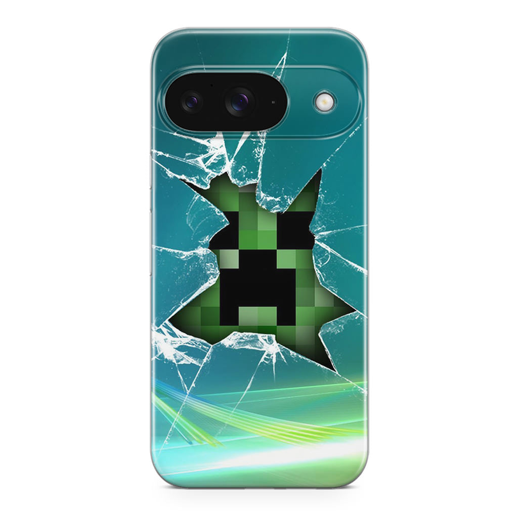 Creeper Glass Broken Green Google Pixel 9 Case