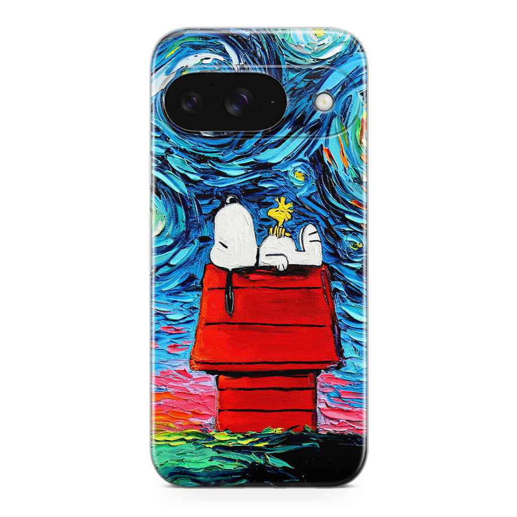 Dog Lying Under Starry Night Van Gogh Google Pixel 9 Case