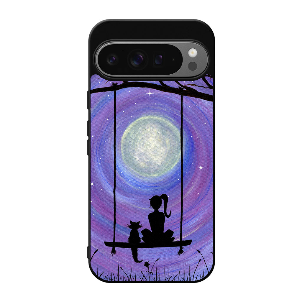 Girl Cat and Moon Google Pixel 9 Pro / Pixel 9 Pro XL Case