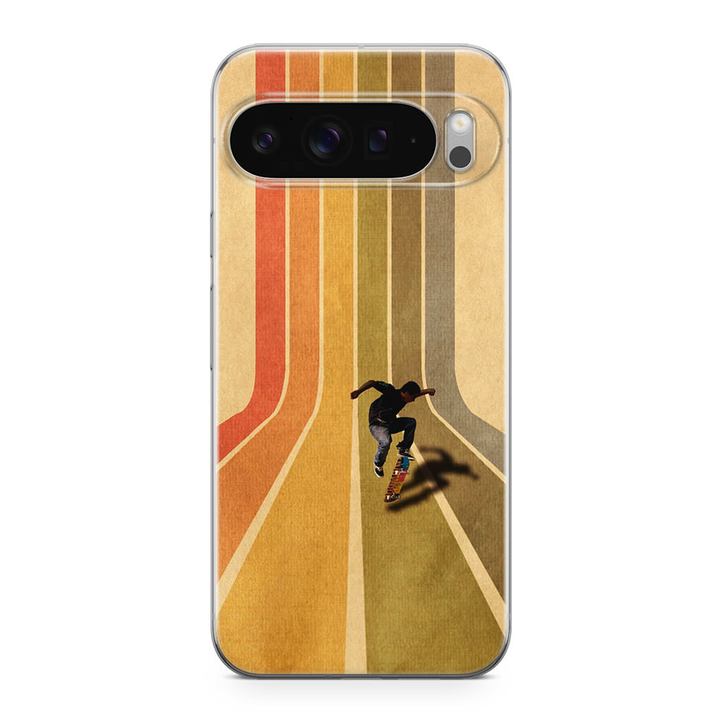 Vintage Skateboard On Colorful Stipe Google Pixel 9 Pro / Pixel 9 Pro XL Case