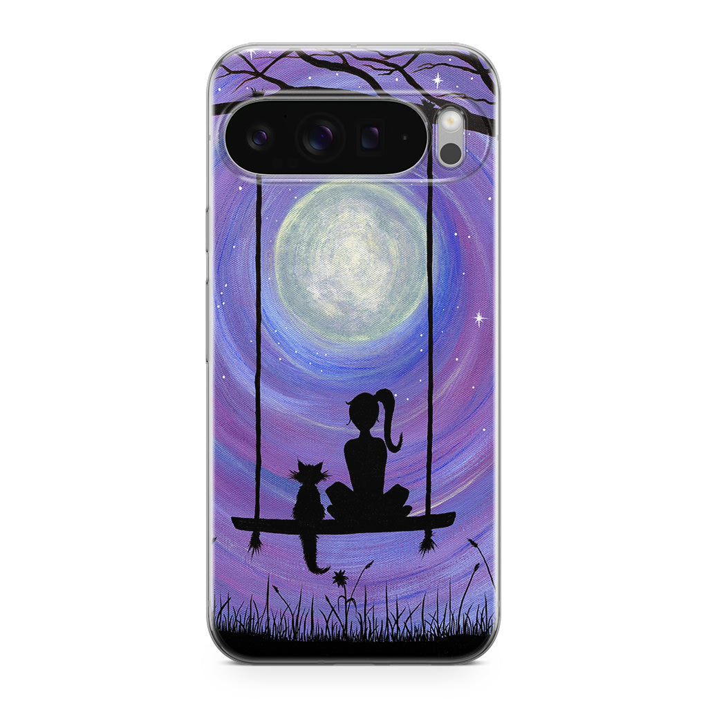 Girl Cat and Moon Google Pixel 9 Pro / Pixel 9 Pro XL Case