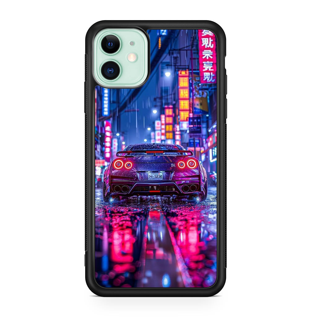 Neon Midnight Drift Tokyo Rain iPhone 11 Case