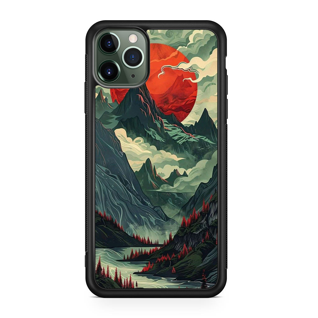 Crimson Moon Over Silent Peaks iPhone 11 Pro Case