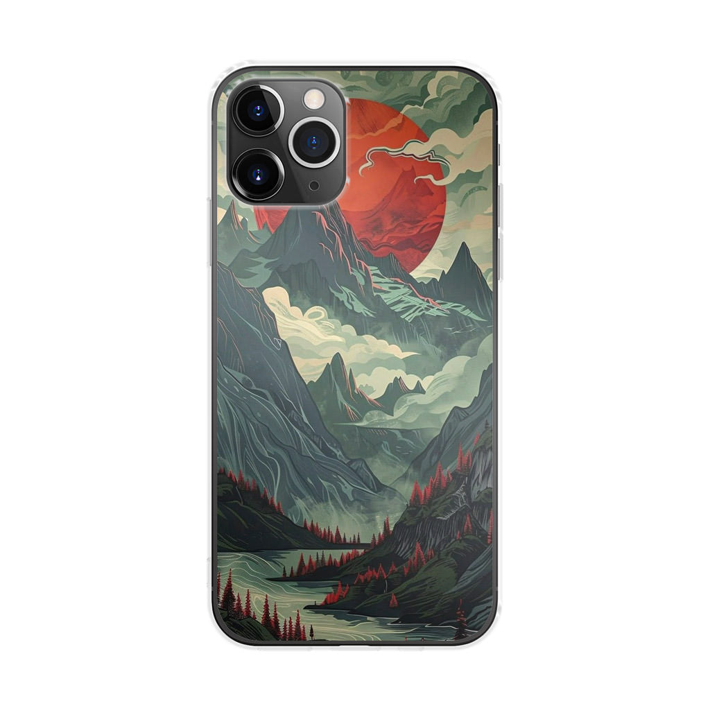 Crimson Moon Over Silent Peaks iPhone 11 Pro Max Case