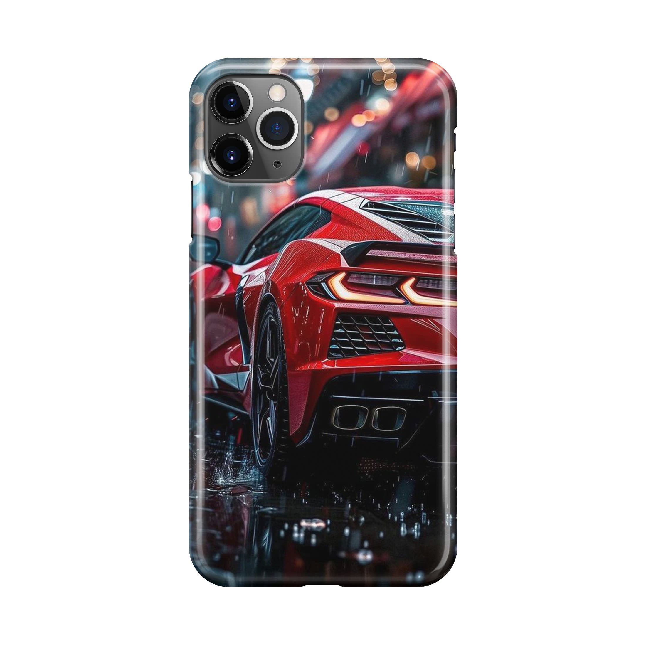 Red Sport Car in the Rain iPhone 11 Pro Case