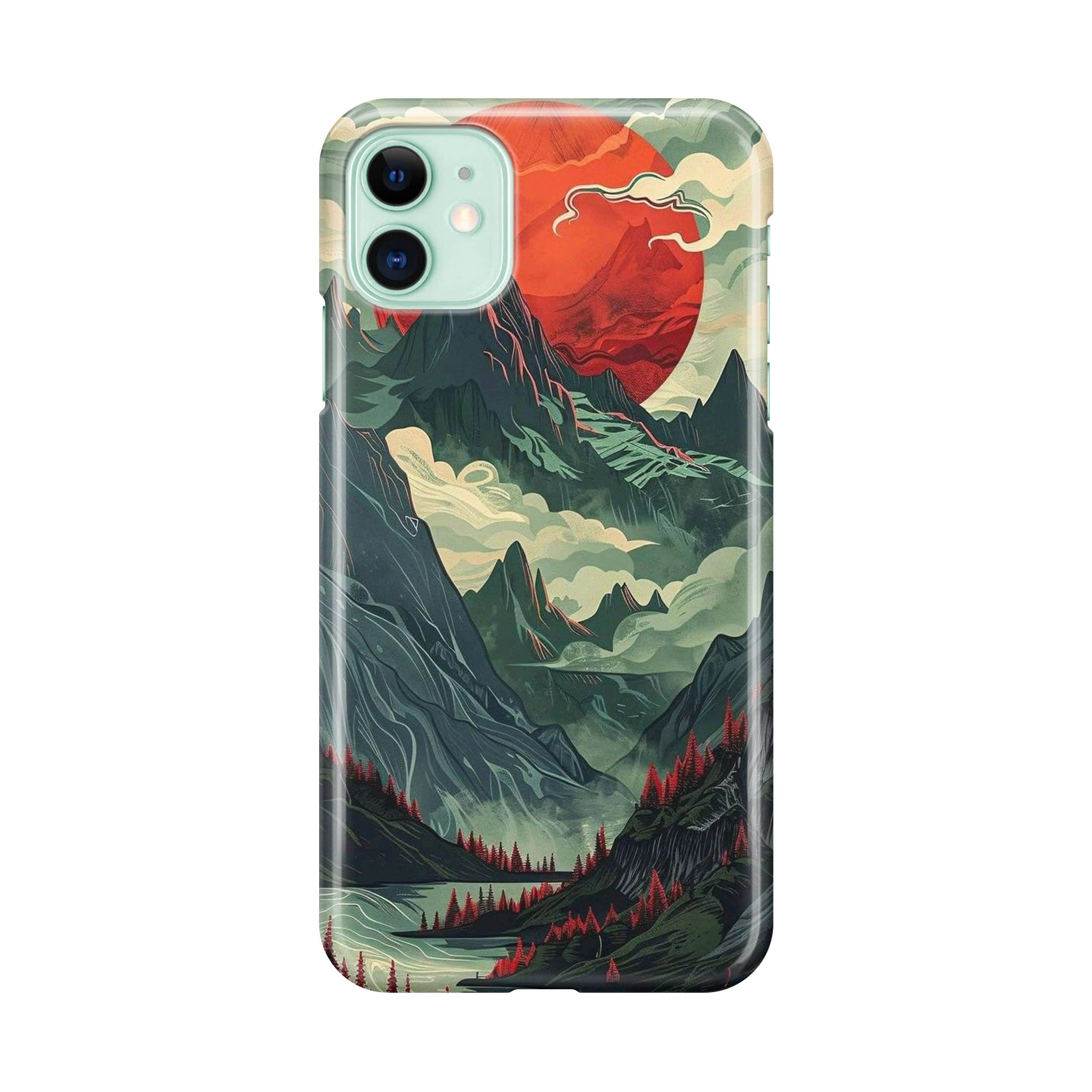 Crimson Moon Over Silent Peaks iPhone 12 mini Case
