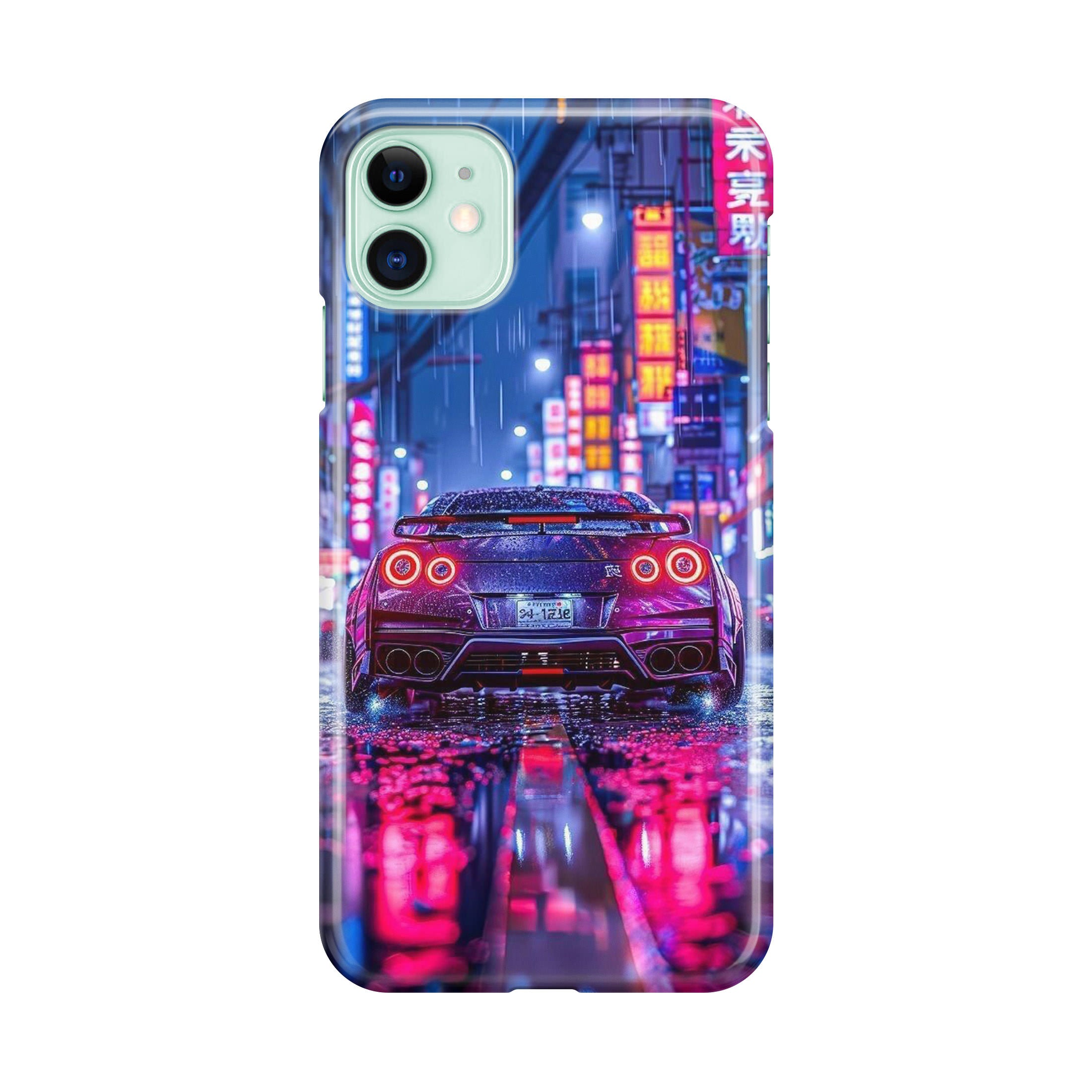 Neon Midnight Drift Tokyo Rain iPhone 12 Hülle