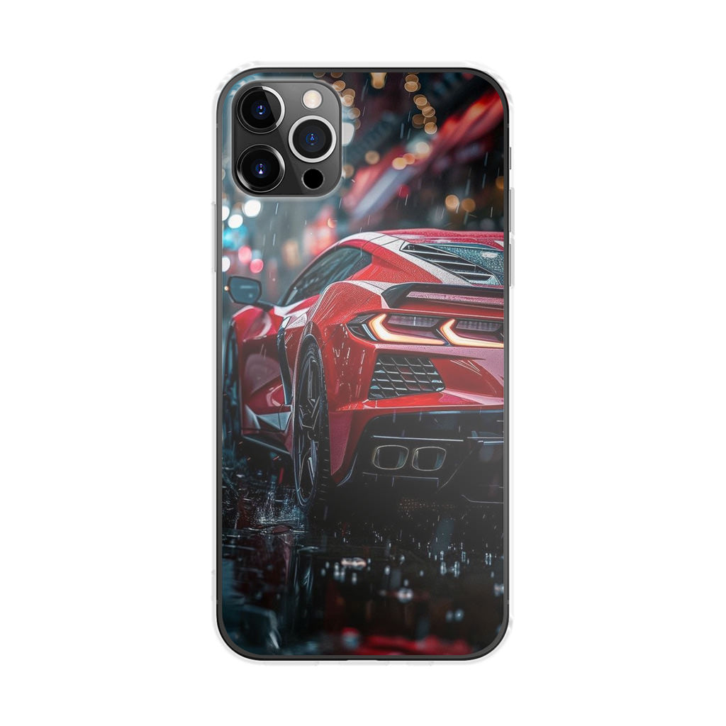 Red Sport Car in the Rain iPhone 12 Pro Case