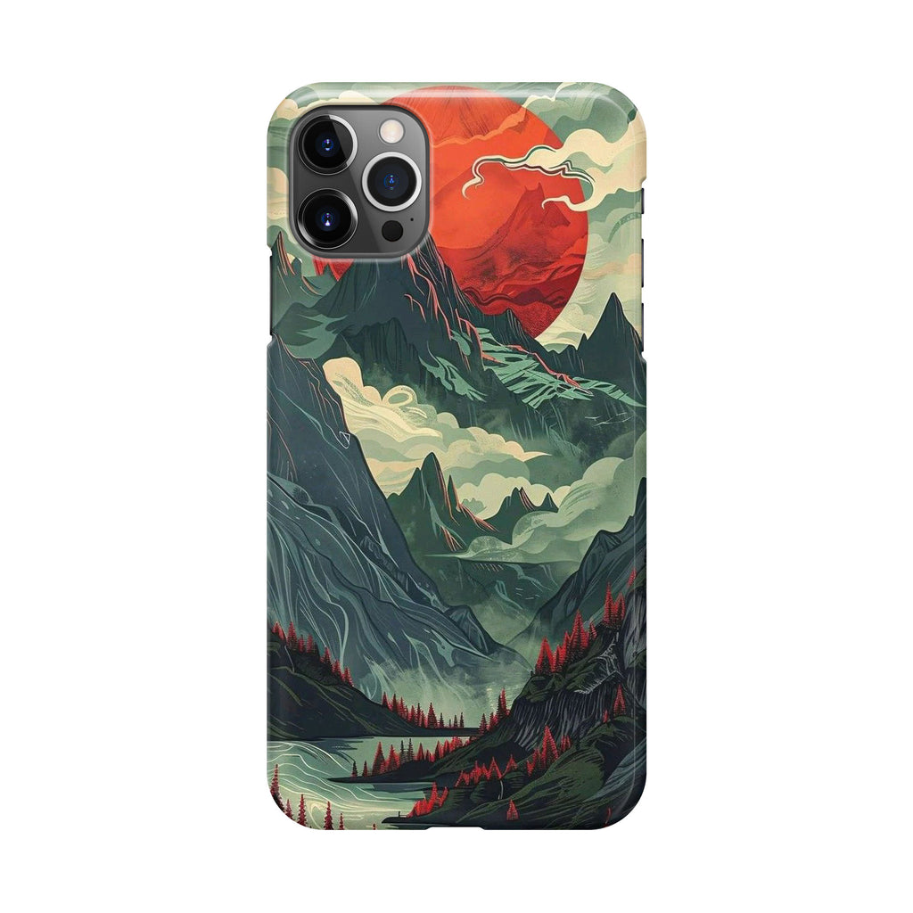 Crimson Moon Over Silent Peaks iPhone 12 Pro Case