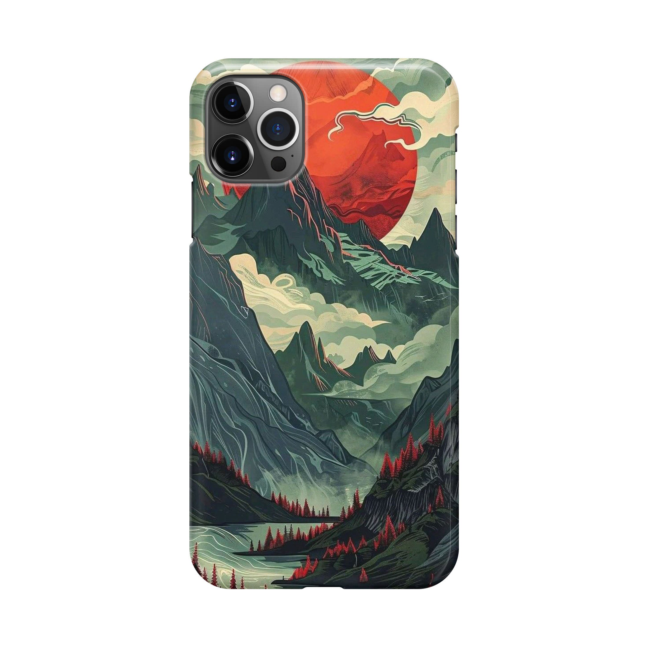 Crimson Moon Over Silent Peaks iPhone 12 Pro Case