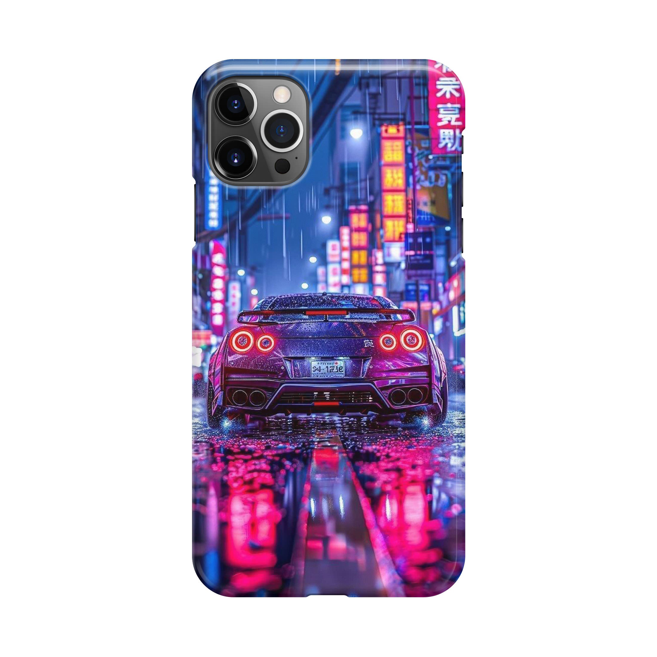 Neon Midnight Drift Tokyo Rain iPhone 12 Pro Case