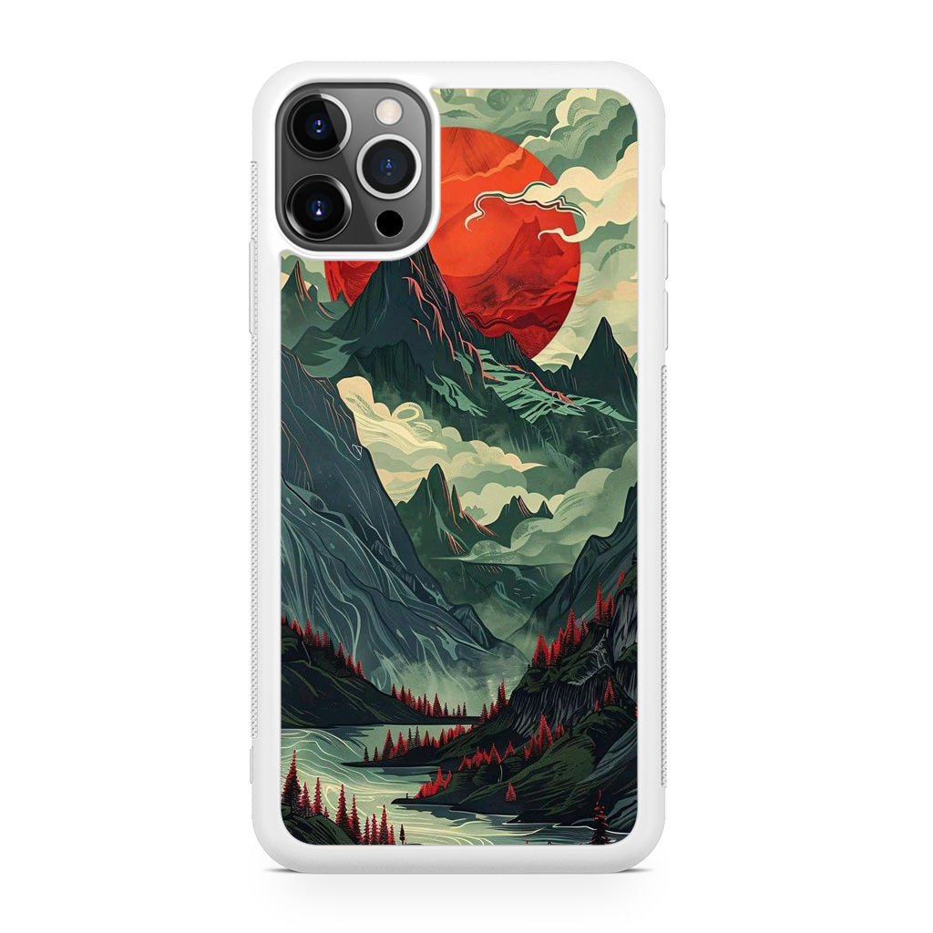 Crimson Moon Over Silent Peaks iPhone 12 Pro Case