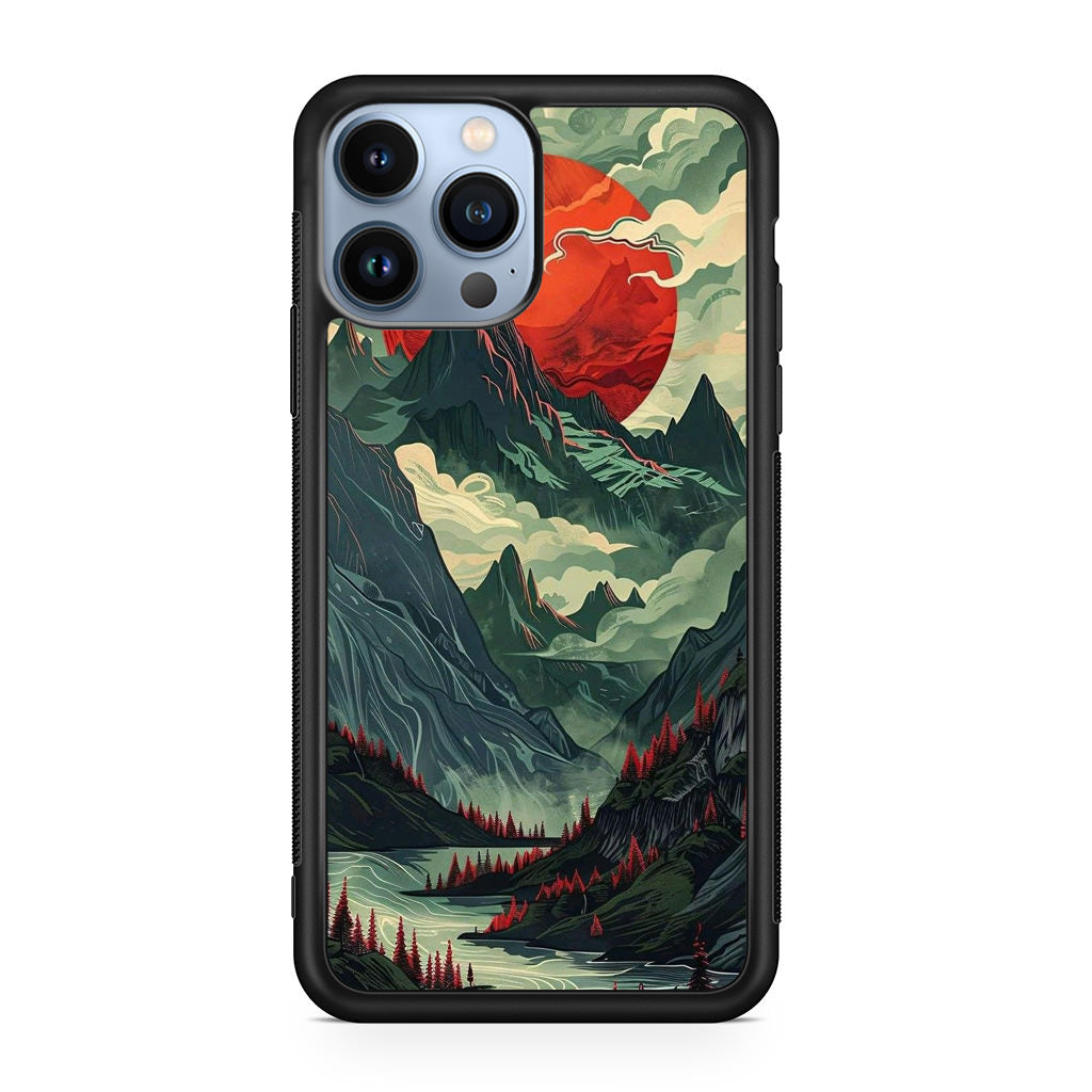 Crimson Moon Over Silent Peaks iPhone 13 Pro / 13 Pro Max Case