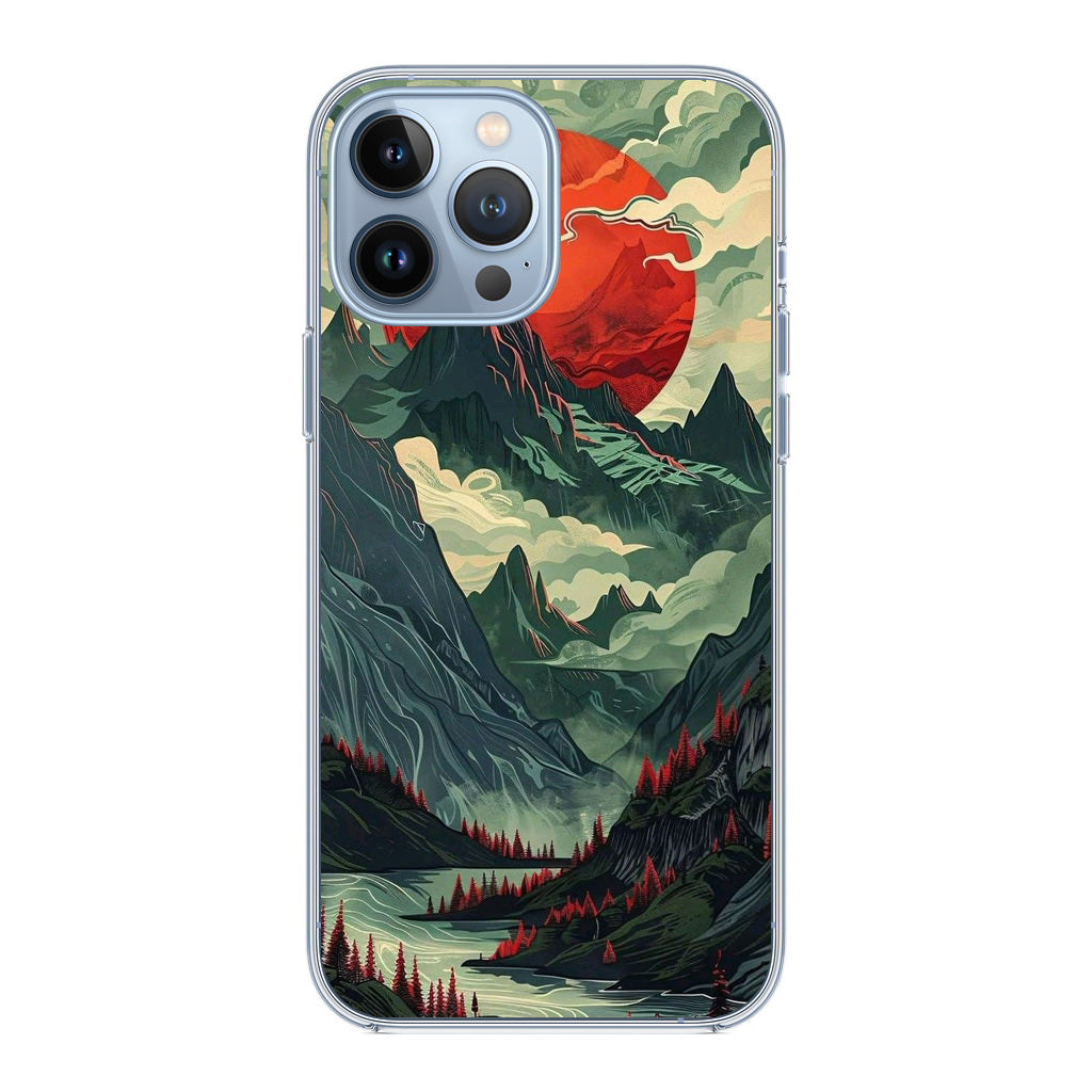 Crimson Moon Over Silent Peaks iPhone 13 Pro / 13 Pro Max Case