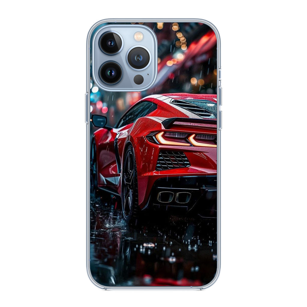 Red Sport Car in the Rain iPhone 13 Pro / 13 Pro Max Case
