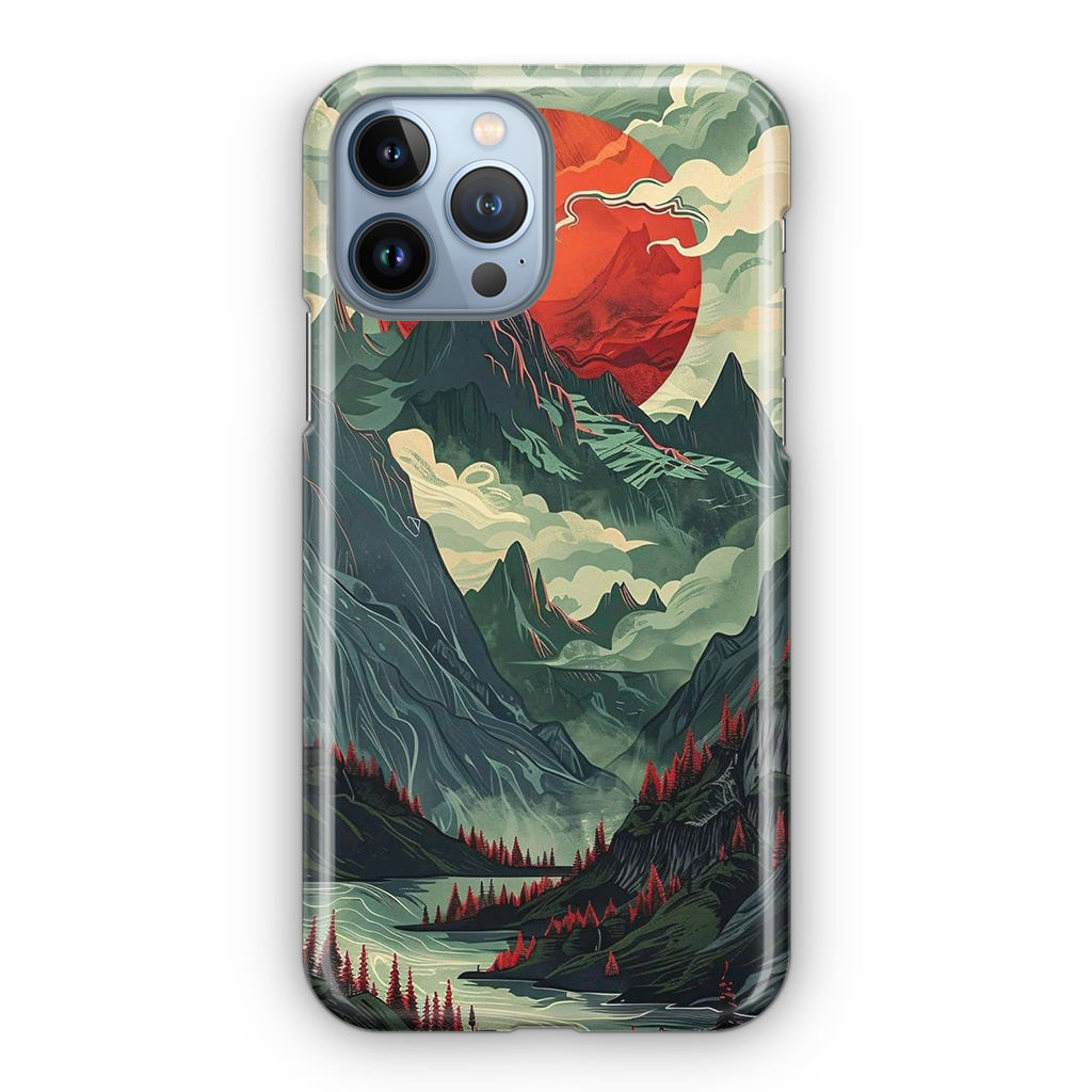 Crimson Moon Over Silent Peaks iPhone 13 Pro / 13 Pro Max Case