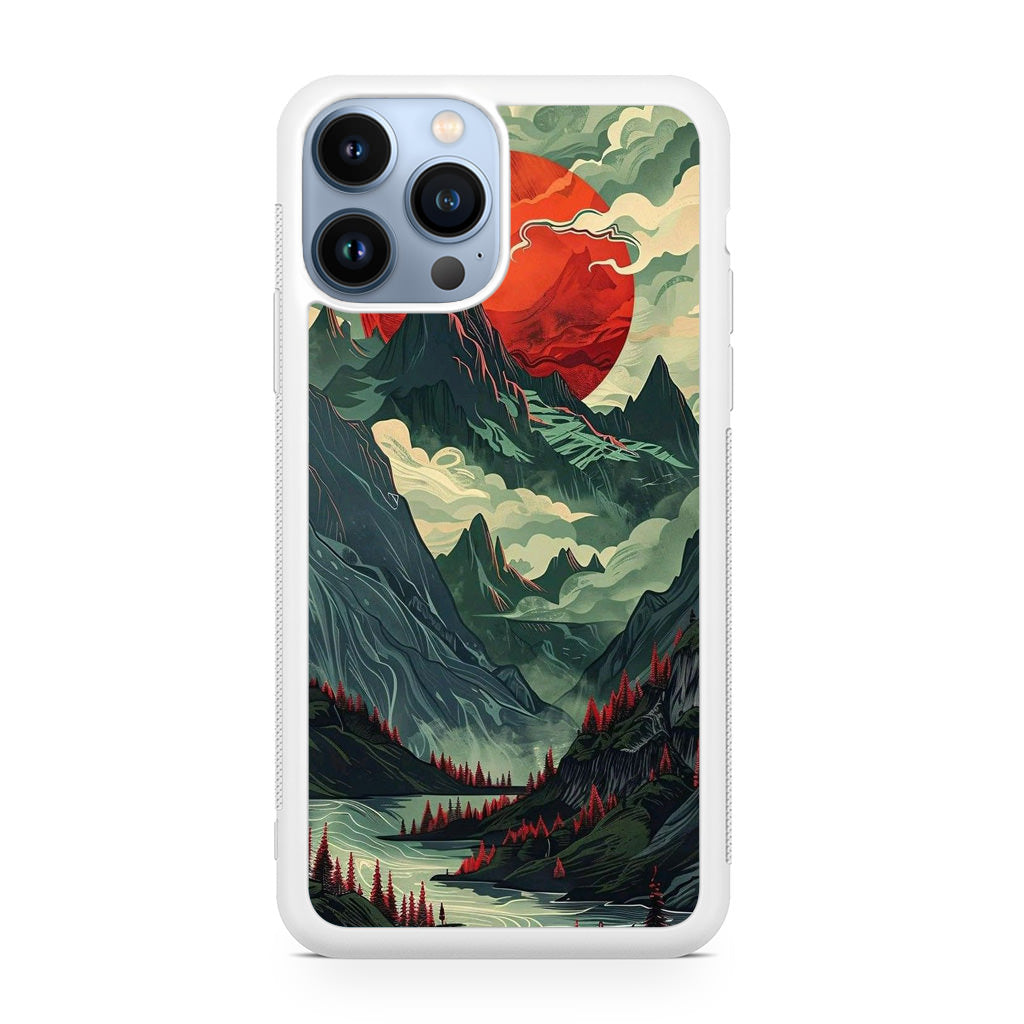Crimson Moon Over Silent Peaks iPhone 13 Pro / 13 Pro Max Case