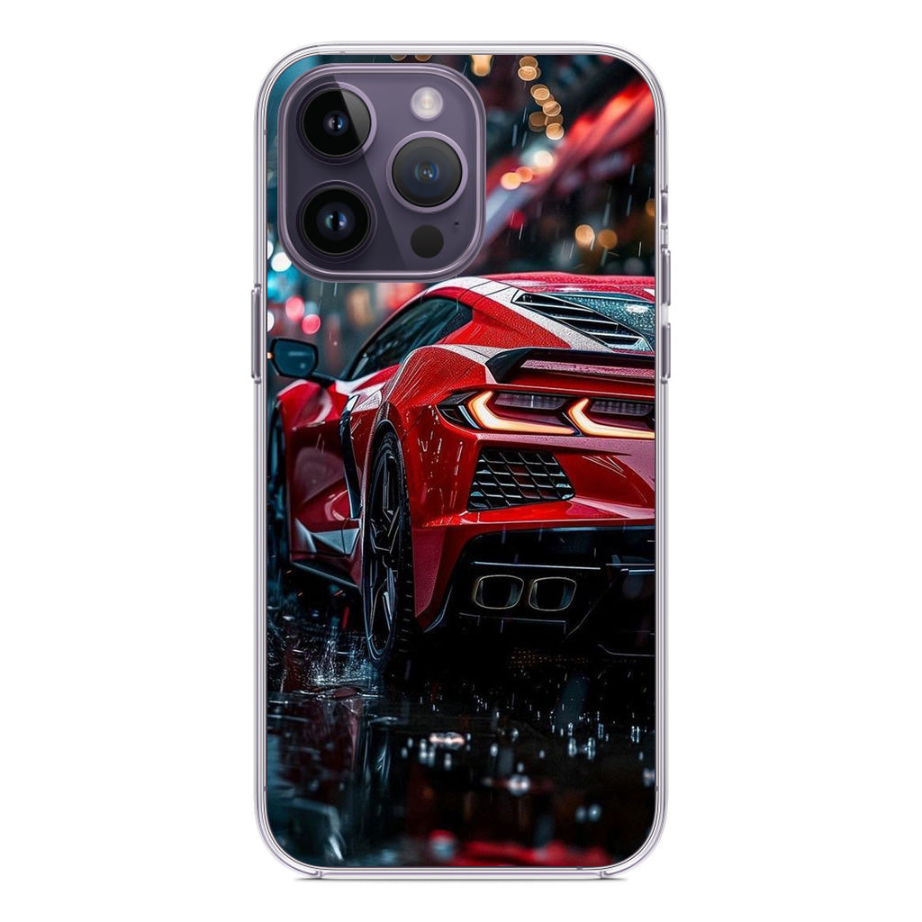 Red Sport Car in the Rain iPhone 14 Pro / 14 Pro Max Case