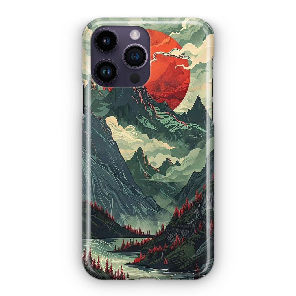Crimson Moon Over Silent Peaks iPhone 14 Pro / 14 Pro Max Case