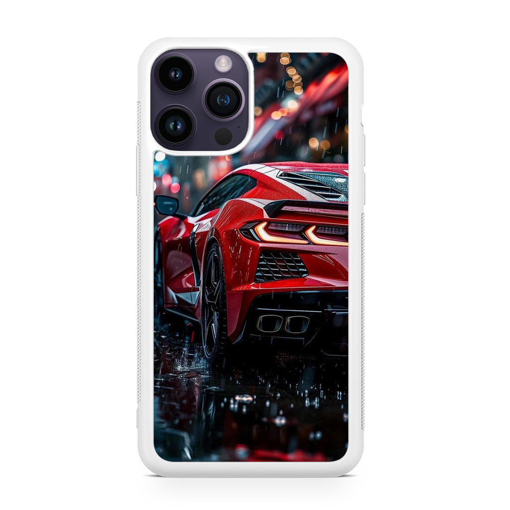 Red Sport Car in the Rain iPhone 14 Pro / 14 Pro Max Case