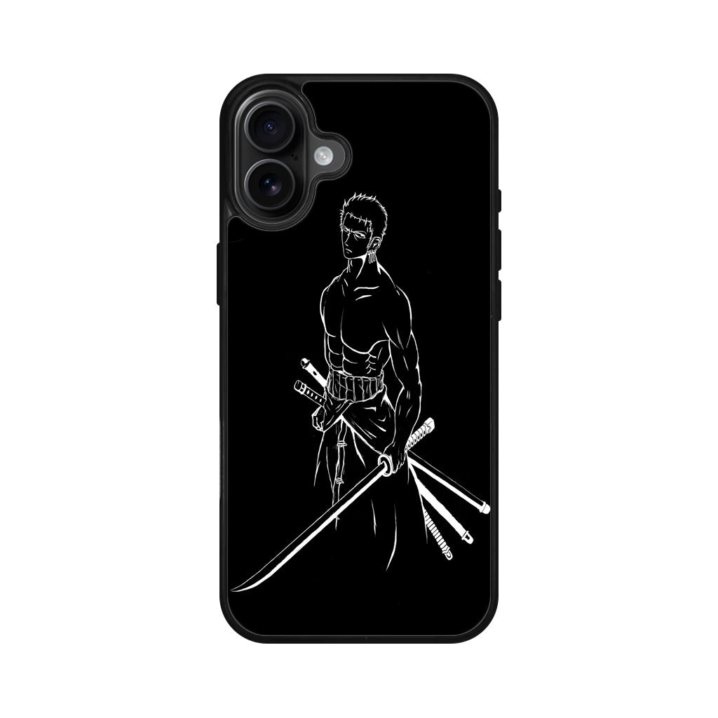 Roronoa Zoro Outlines iPhone 16 / 16 Plus Case