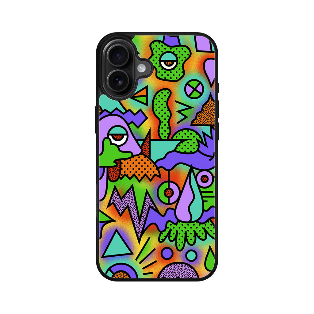 Abstract Colorful Doodle Art iPhone 16 / 16 Plus Case