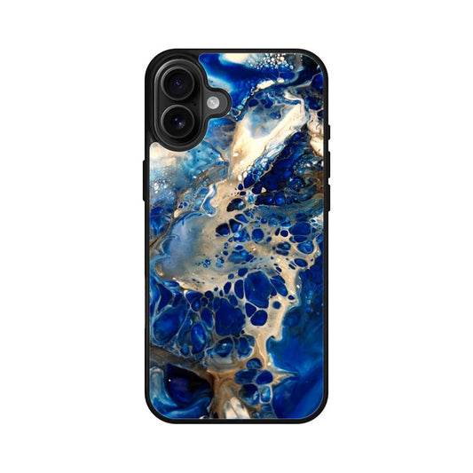 Abstract Golden Blue Paint Art iPhone 16 / 16 Plus Case