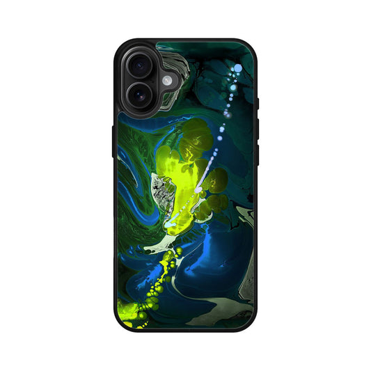 Abstract Green Blue Art iPhone 16 / 16 Plus Case