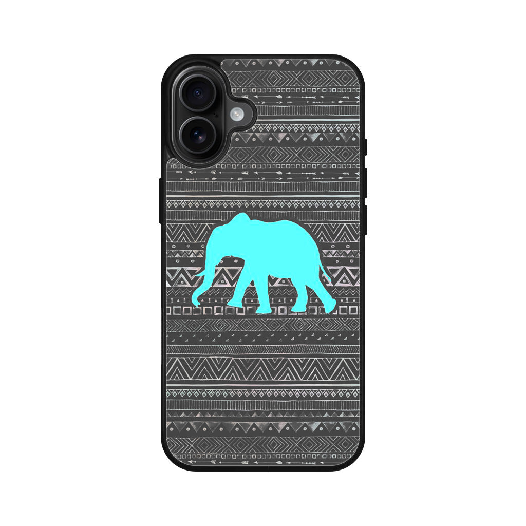 Aztec Elephant Turquoise iPhone 16 / 16 Plus Case