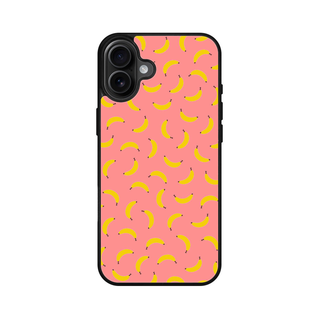 Bananas Fruit Pattern Pink iPhone 16 / 16 Plus Case