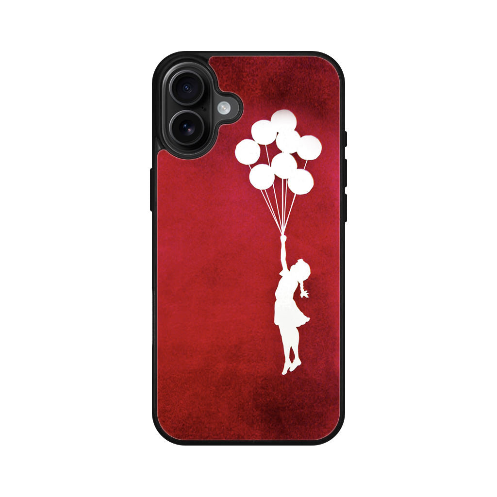 Banksy Girl With Balloons Red iPhone 16 / 16 Plus Case