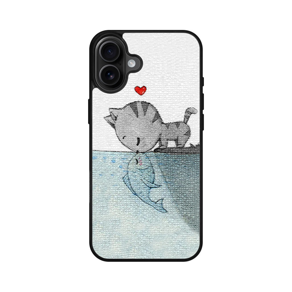 Cat Fish Kisses iPhone 16 / 16 Plus Case