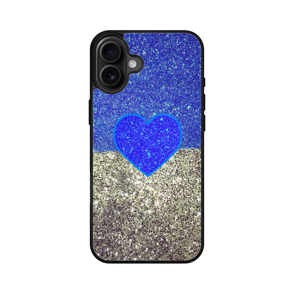 Love Glitter Blue and Grey iPhone 16 / 16 Plus Case