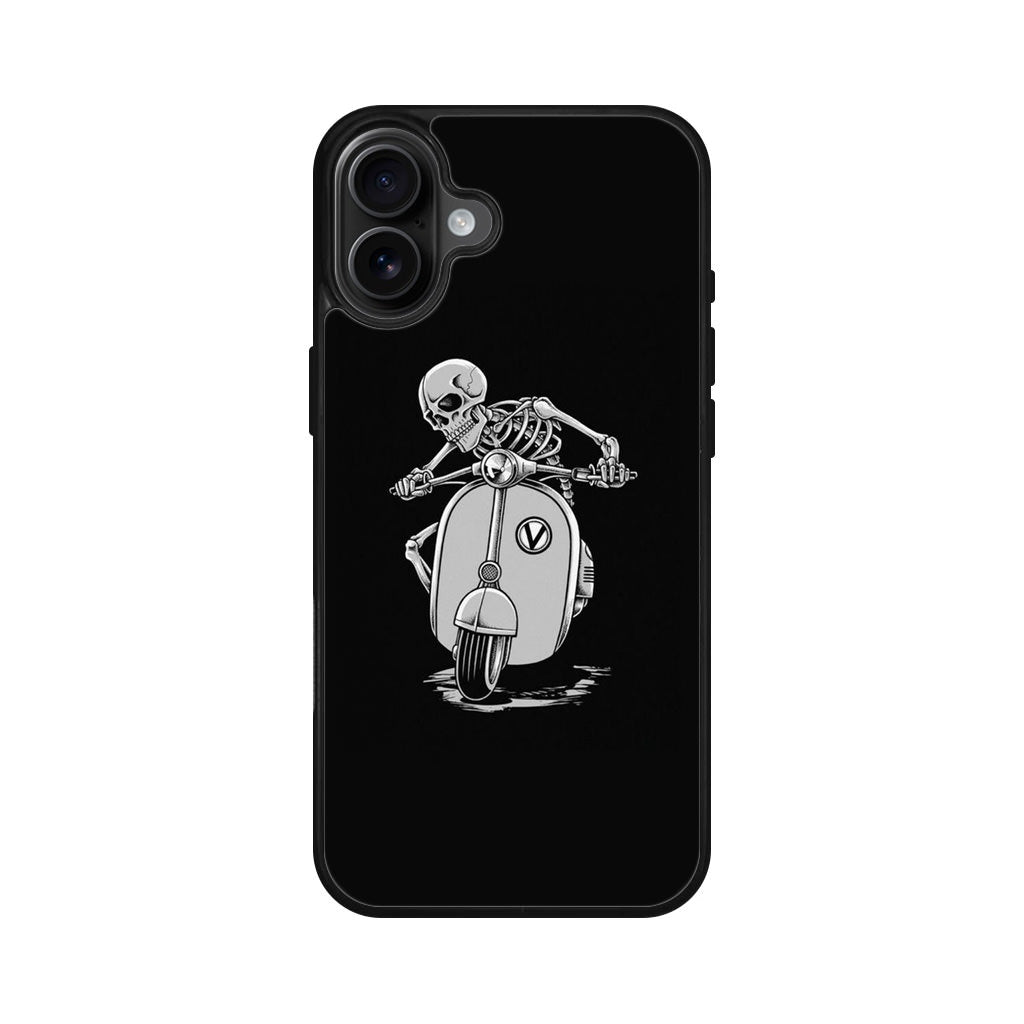 Skeleton Rides Scooter iPhone 16 / 16 Plus Case