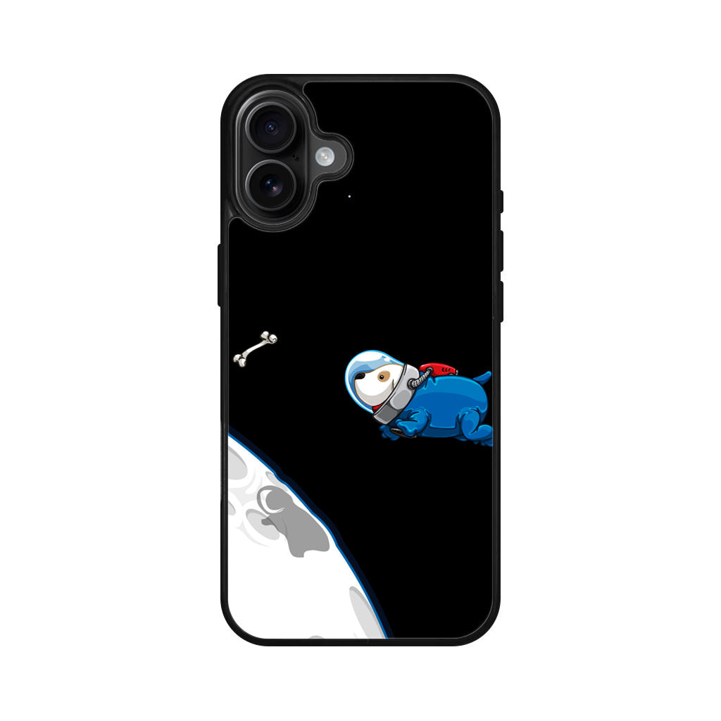 Space Dog Chasing A Bone iPhone 16 / 16 Plus Case