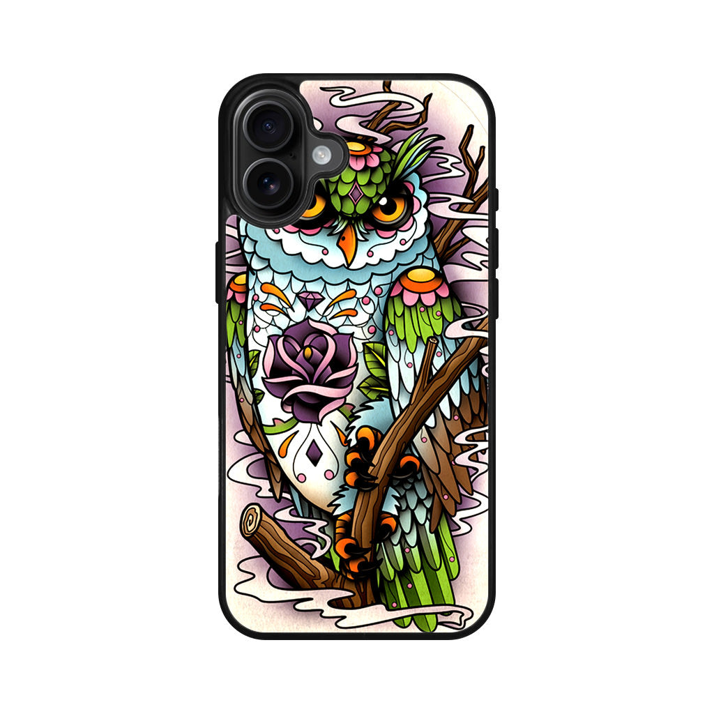 Sugar Skull Owl Tattoo iPhone 16 / 16 Plus Case