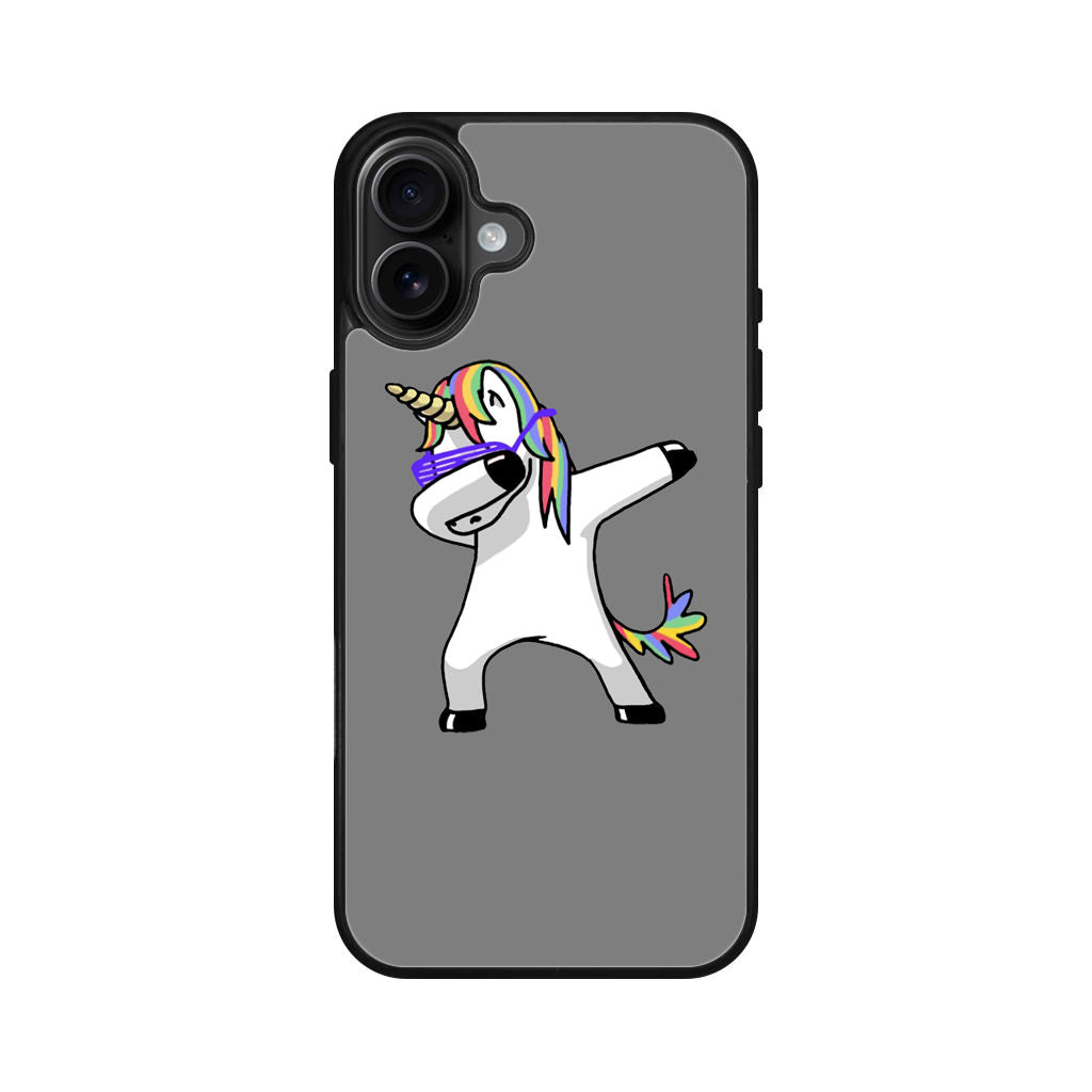 Unicorn Dabbing Grey iPhone 16 / 16 Plus Case