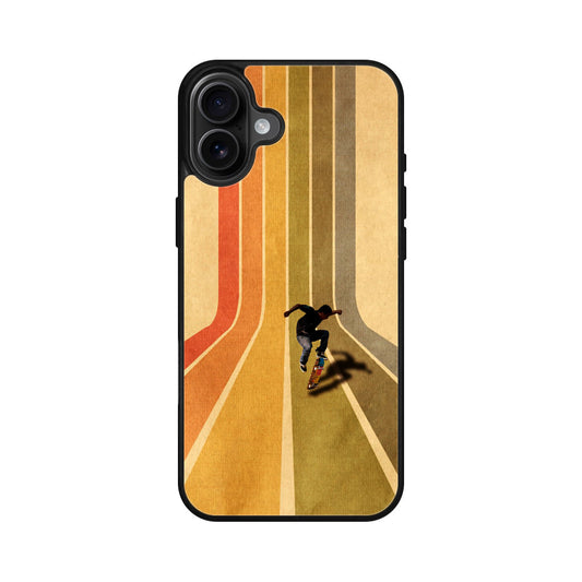 Vintage Skateboard On Colorful Stipe Runway iPhone 16 / 16 Plus Case