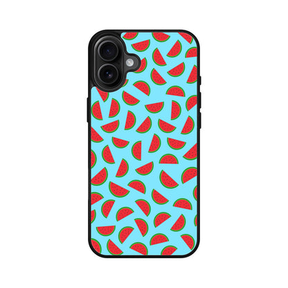 Watermelon Fruit Pattern Blue iPhone 16 / 16 Plus Case