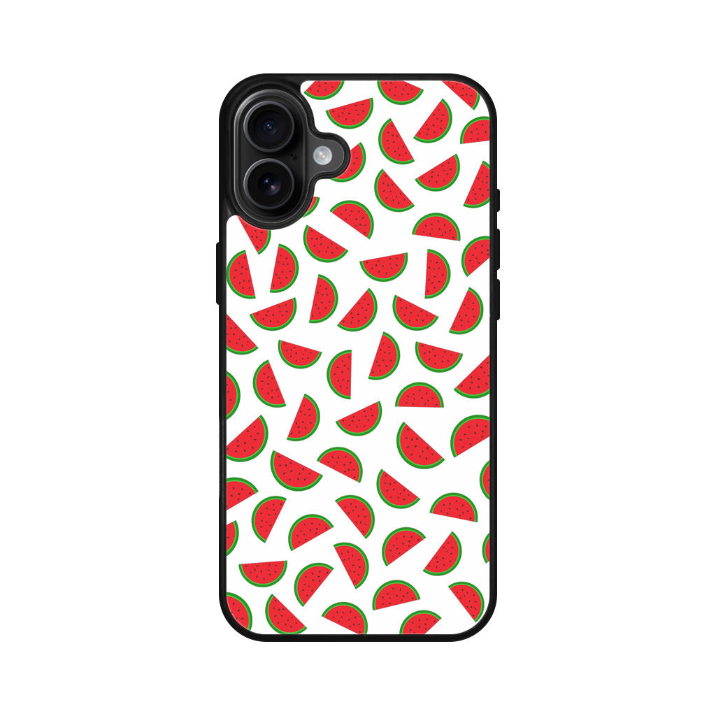 Watermelon Fruit Pattern White iPhone 16 / 16 Plus Case