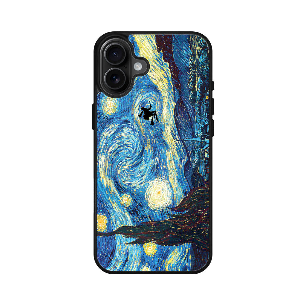 Witch on The Starry Night Sky iPhone 16 / 16 Plus Case