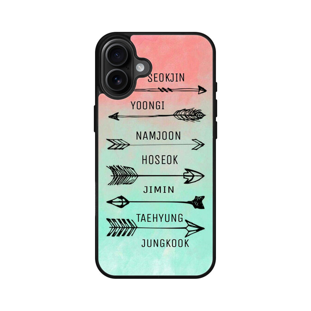 BTS Members Name iPhone 16 / 16 Plus Case