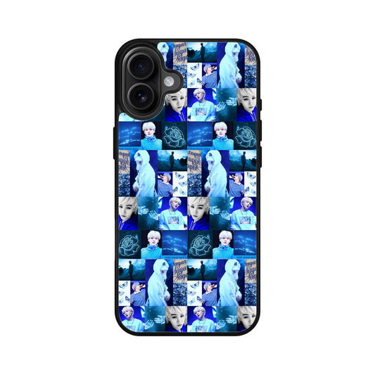 BTS Suga Blue Aesthetic Collage iPhone 16 / 16 Plus Case