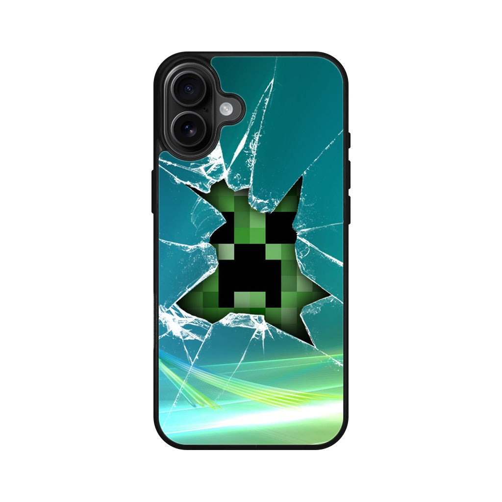 Creeper Glass Broken Green iPhone 16 / 16 Plus Case