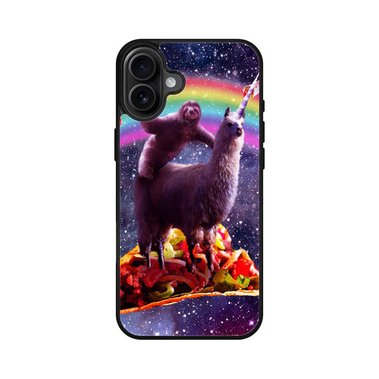 LLama And Sloth On Space iPhone 16 / 16 Plus Case