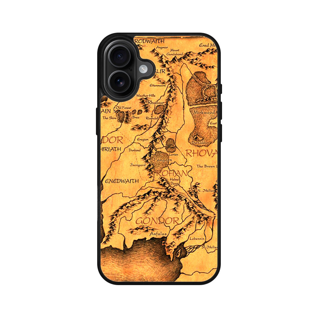 Middle Earth Map Hobbit iPhone 16 / 16 Plus Case