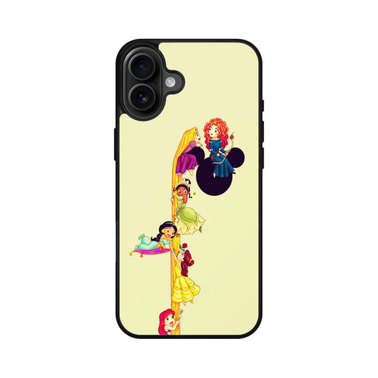 Princesses Climbing Rapunzel's Hair iPhone 16 / 16 Plus Case