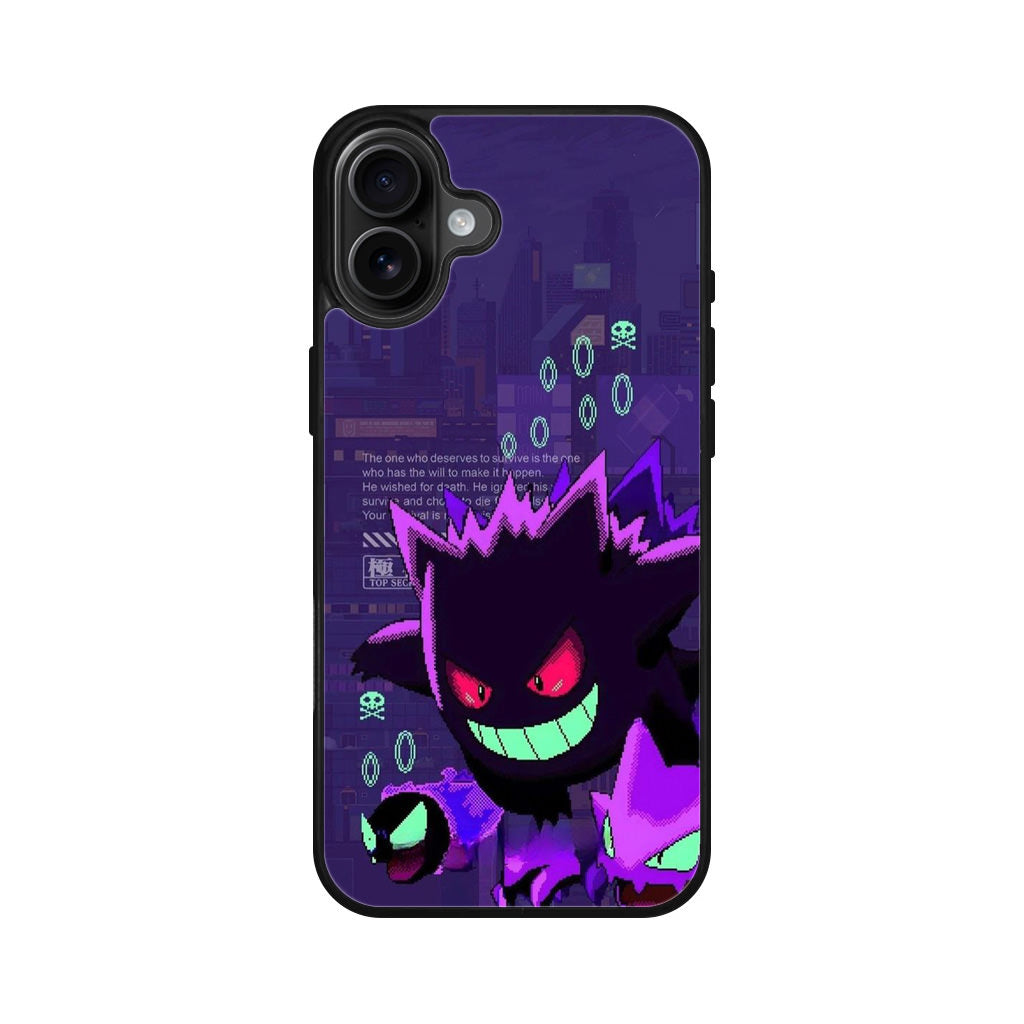 Gengar Pixel Art iPhone 16 / 16 Plus Case