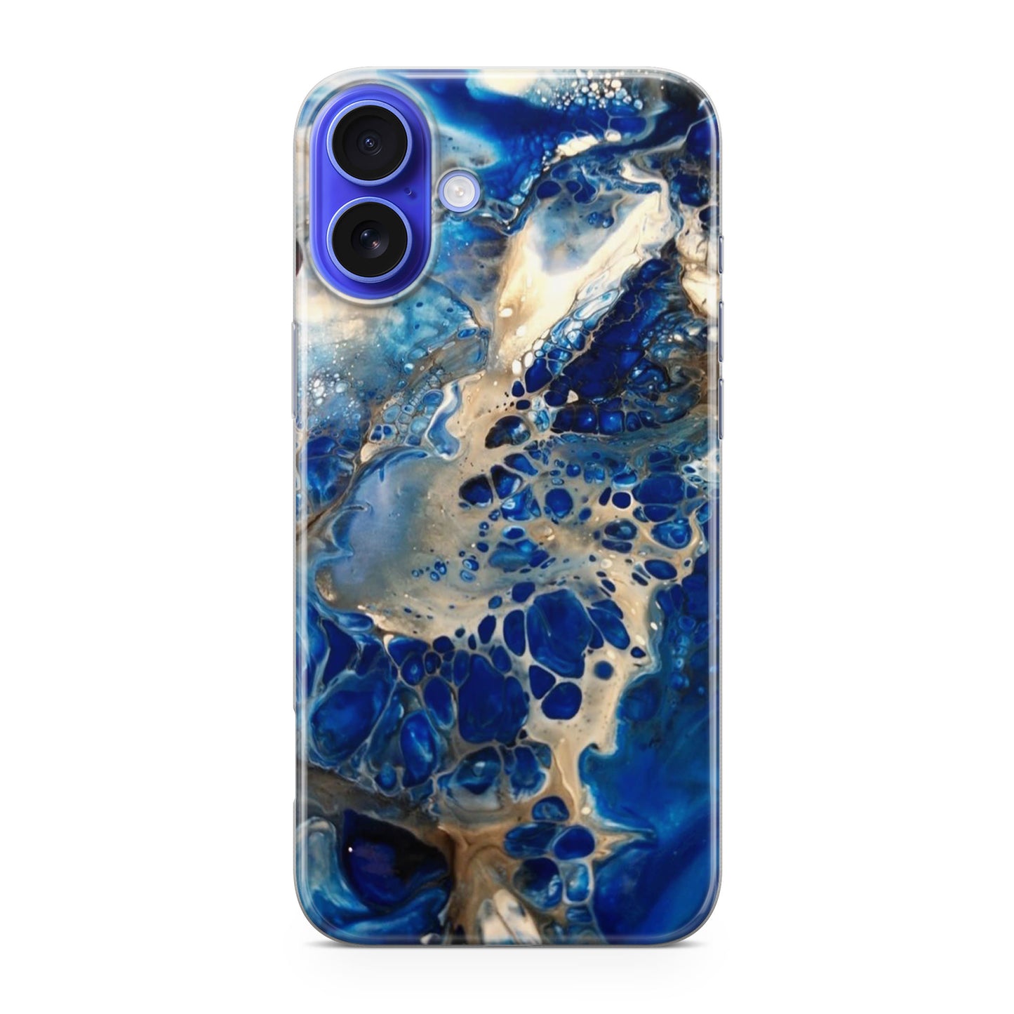 Abstract Golden Blue Paint Art iPhone 16 / 16 Plus Case